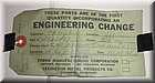 engineering change tag found in a  1969 imperial by c peacock